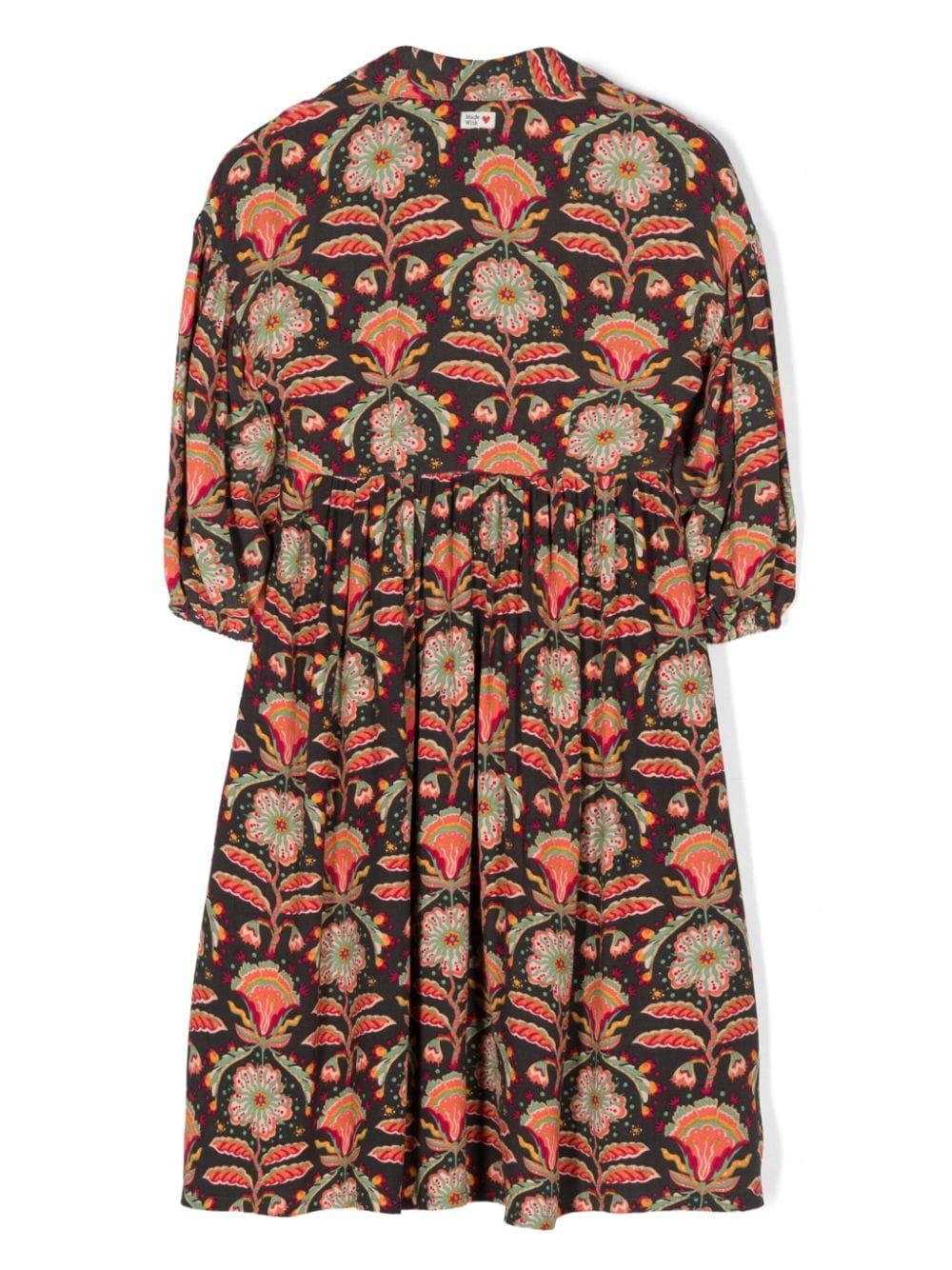 Abito a fiori per bambina Scotch & Soda multicolor con abbottonatura frontale corta - Rubino Kids