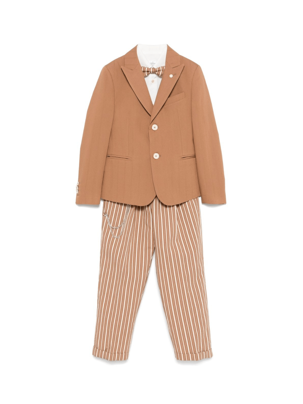 Abito a righe (set di tre) per bambino Colorichiari marrone con passanti per cintura - Rubino Kids