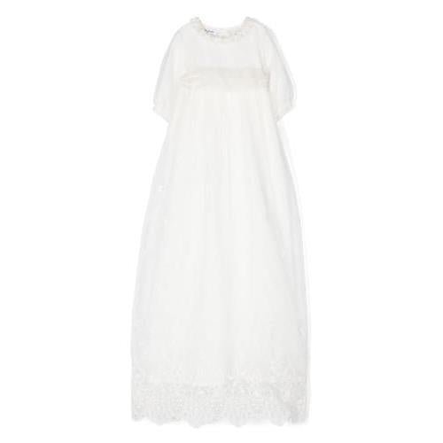 Abito battesimale per neonata Jesurum Baby bianco con dettagli con ruches - Rubino Kids