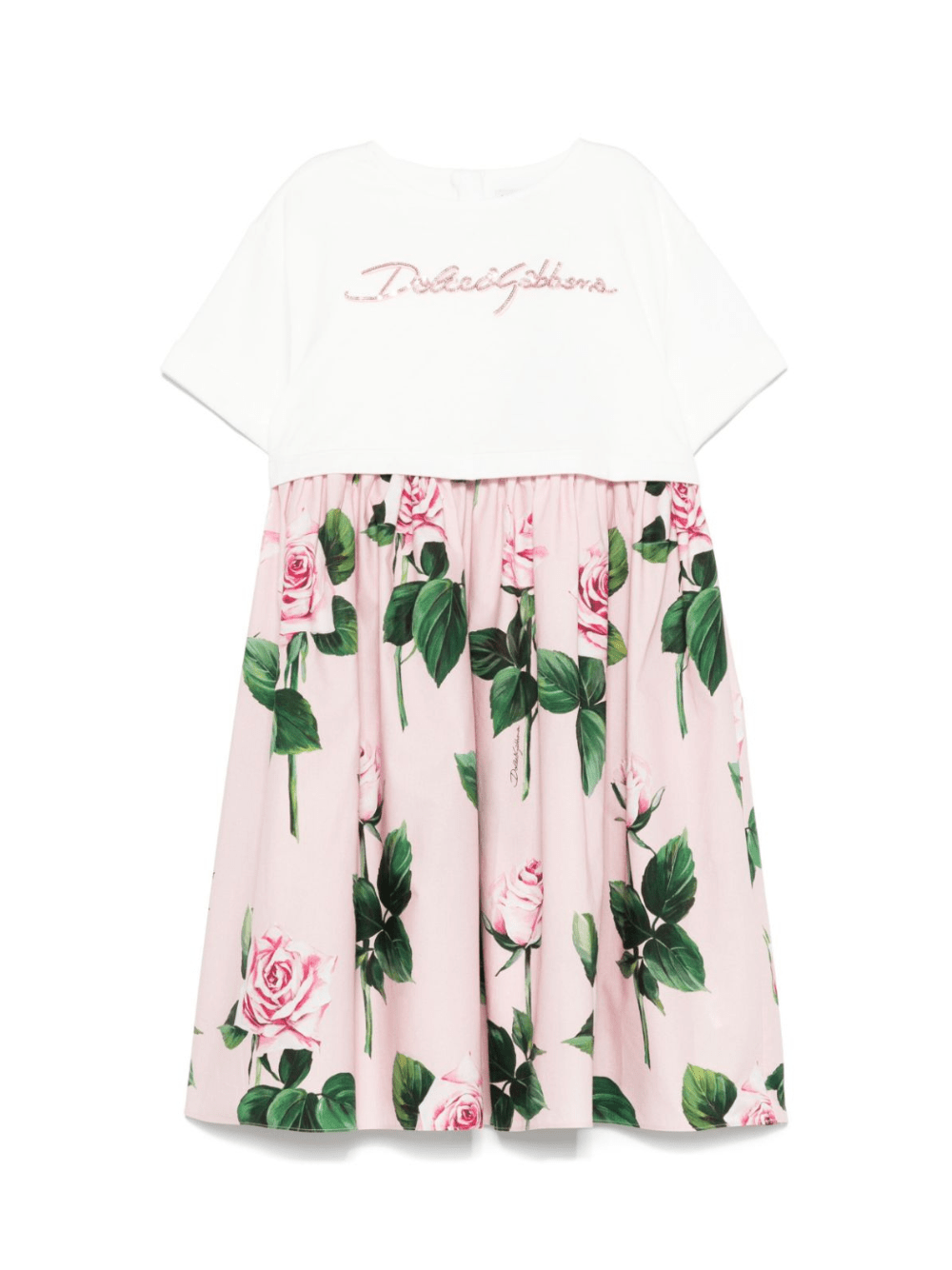 Abito con paillettes per bambina Dolce & Gabbana Kids multicolor con stampa a fiori - Rubino Kids