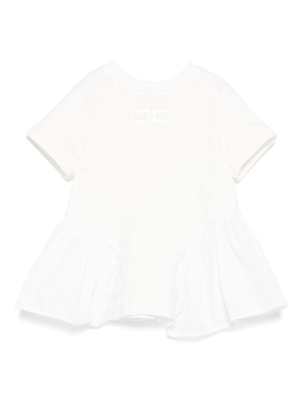Abito con ricamo per bambina Elisabetta Franchi La Mia Bambina bianco con orlo svasato - Rubino Kids