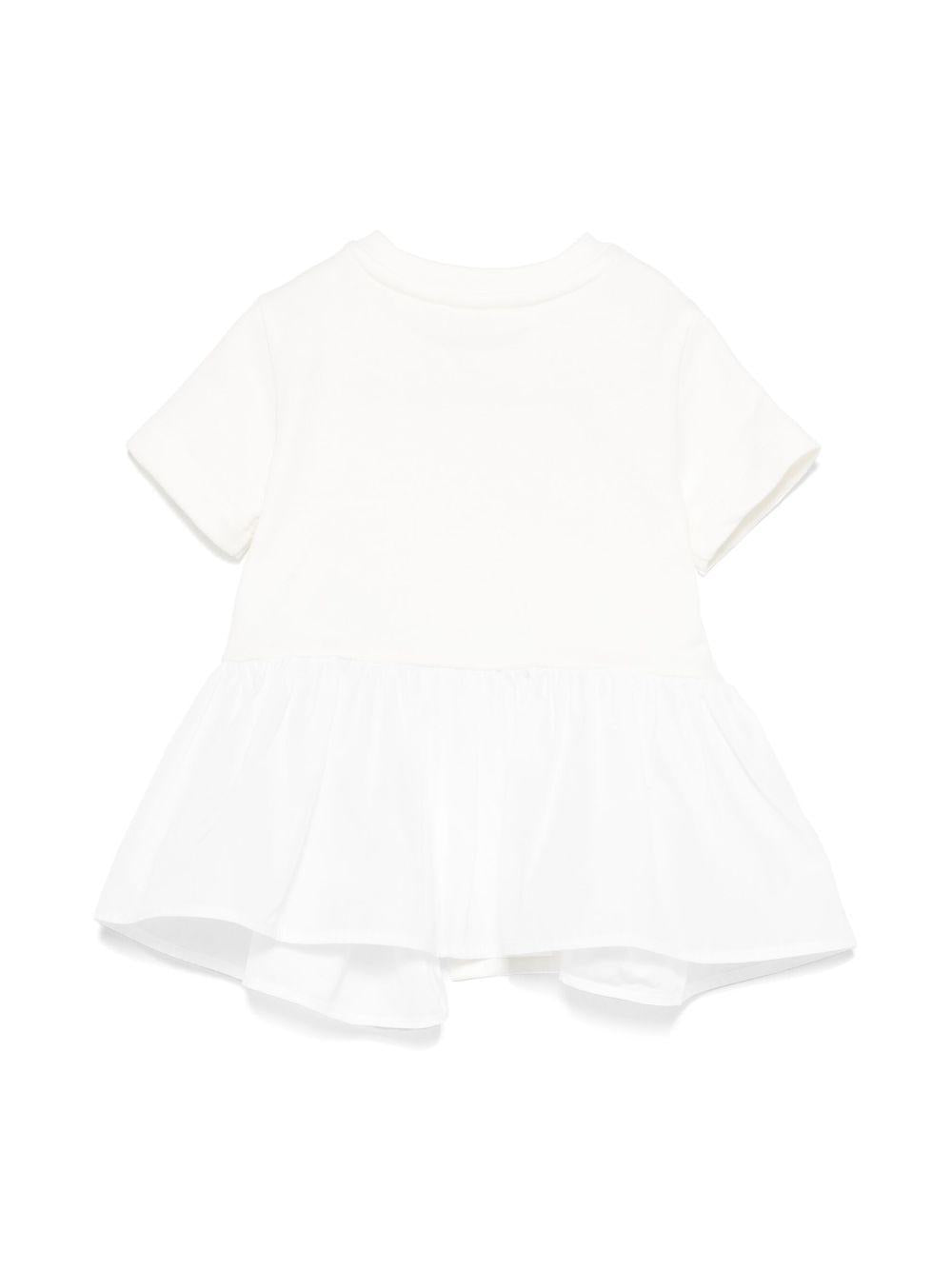 Abito con ricamo per bambina Elisabetta Franchi La Mia Bambina bianco con orlo svasato - Rubino Kids