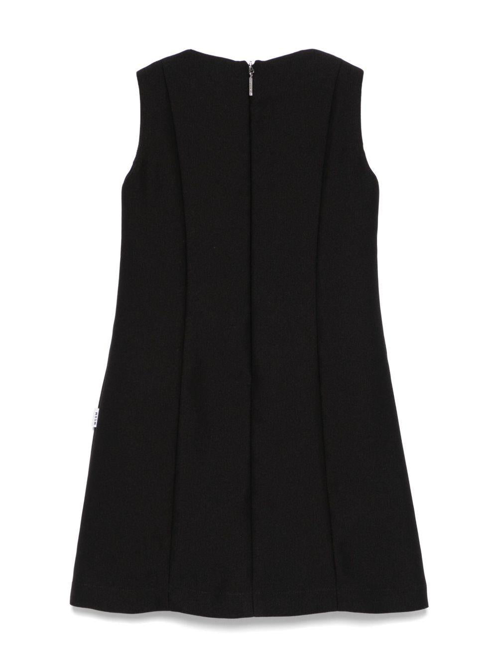 Abito con stampa a fiori per bambina MSGM Kids nero con scollo quadrato - Rubino Kids