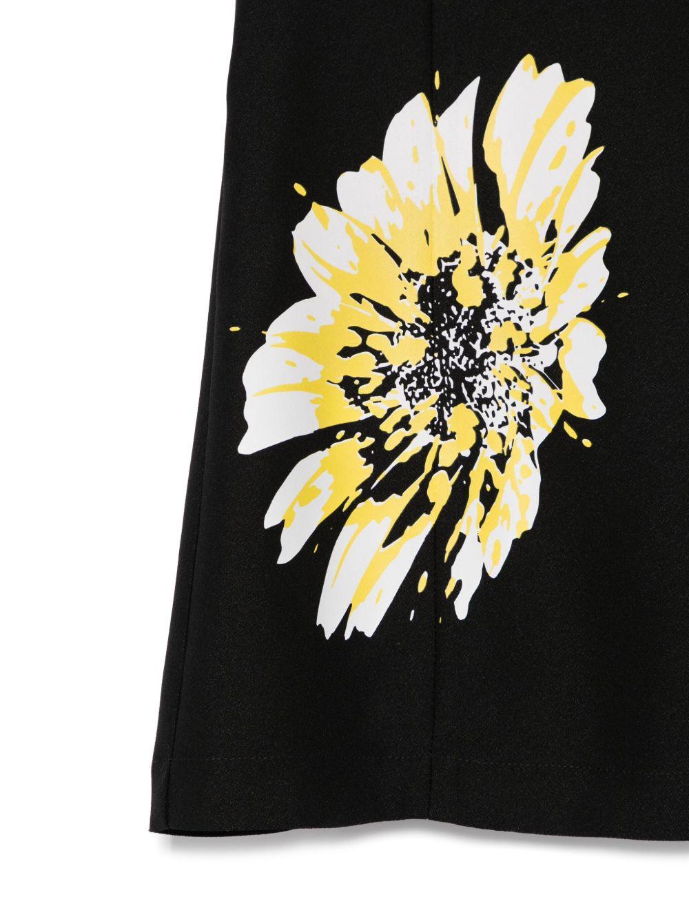 Abito con stampa a fiori per bambina MSGM Kids nero con scollo quadrato - Rubino Kids