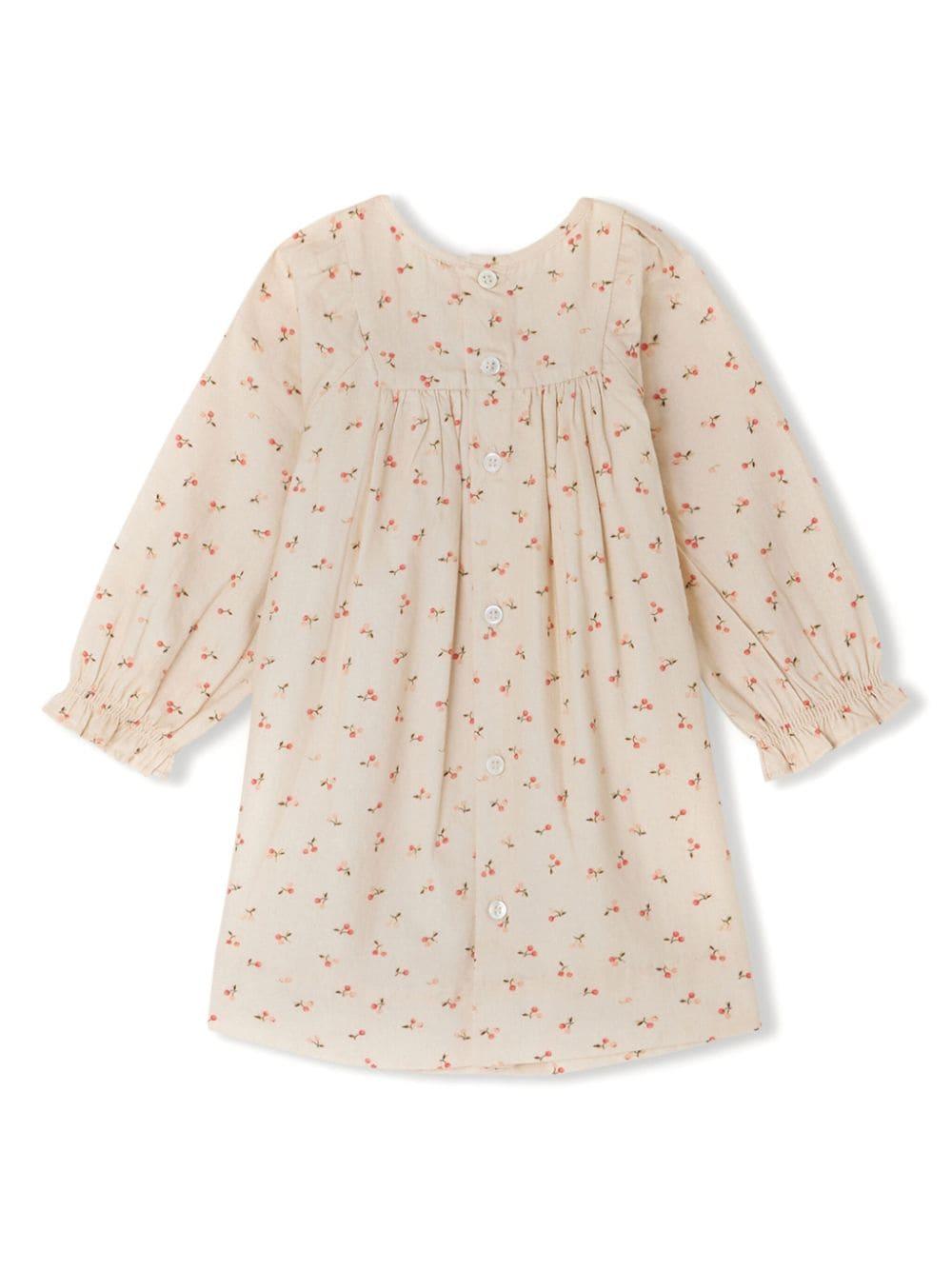 Abito con stampa per neonato Bonpoint beige con gonna plissettata - Rubino Kids