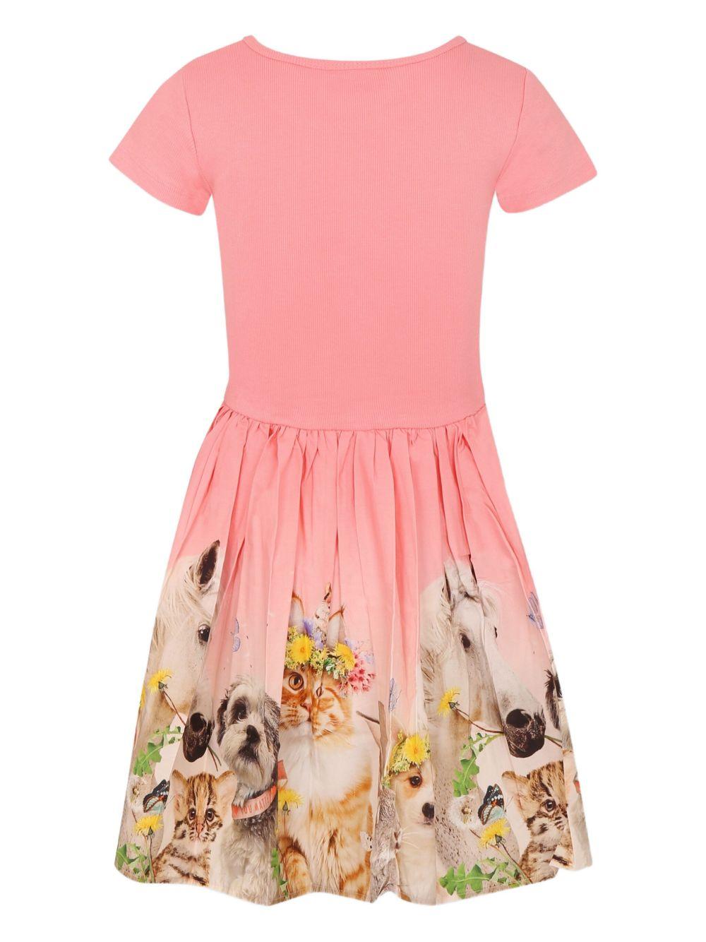 Abito corto per bambina Molo rosa con stampa grafica - Rubino Kids