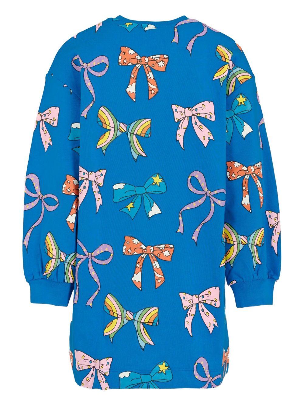 Abito corto per bambina Stella McCartney Kids blu con stampa con fiocchi - Rubino Kids