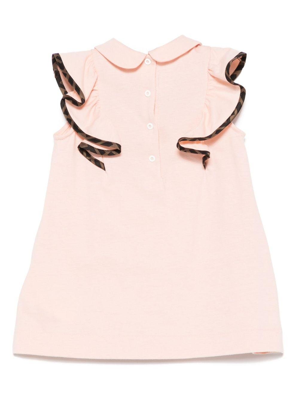 Abito corto per neonata Fendi Kids rosa con ruches - Rubino Kids