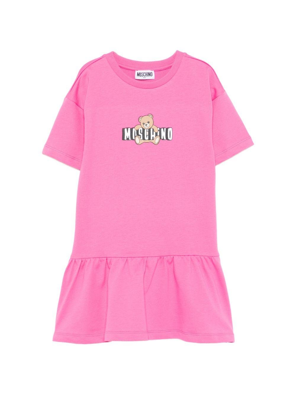 Abito da bambina Moschino Kids fucsia con stampa orsetto - Rubino Kids