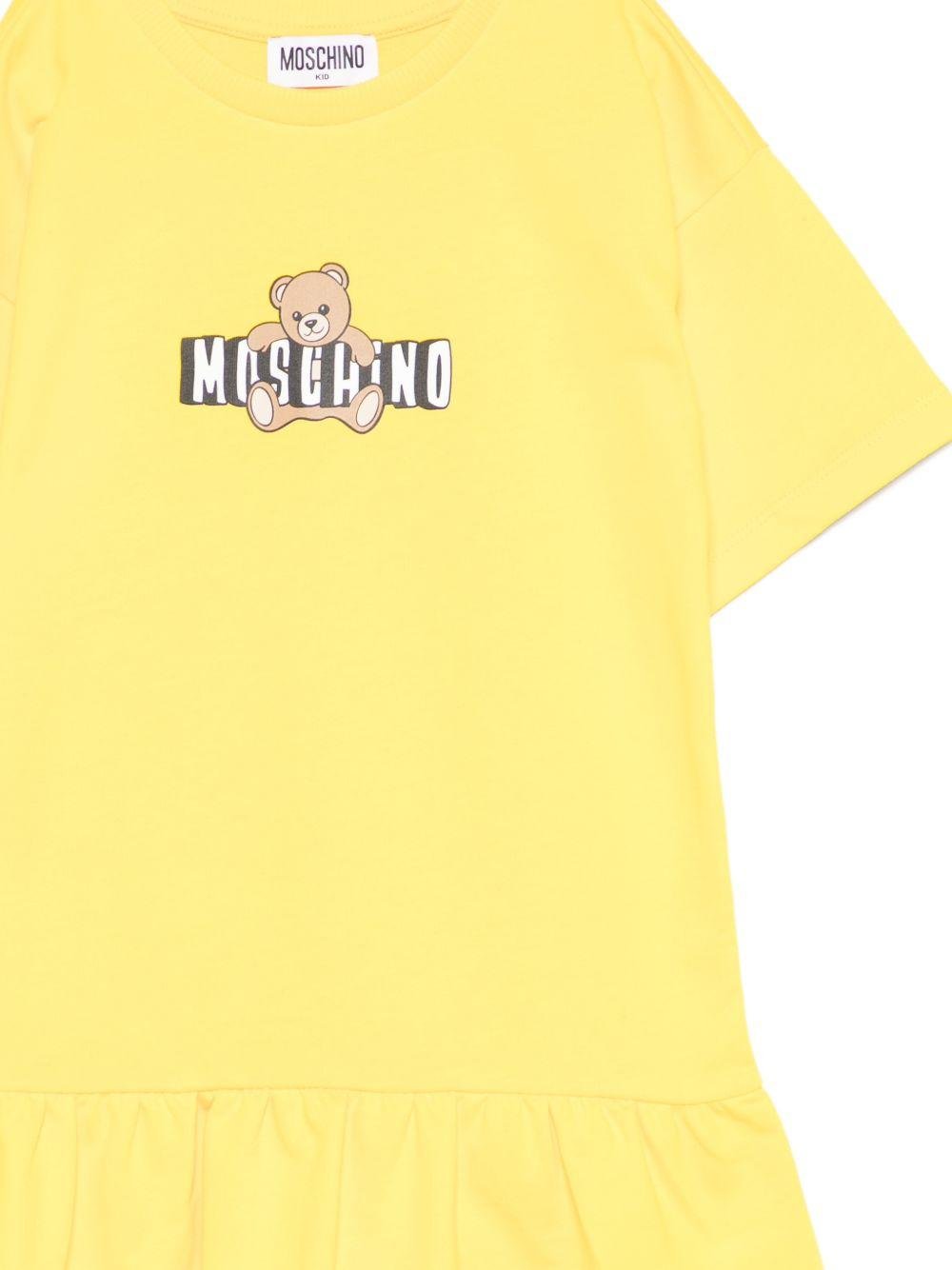 Abito da bambina Moschino Kids giallo con stampa orsetto - Rubino Kids