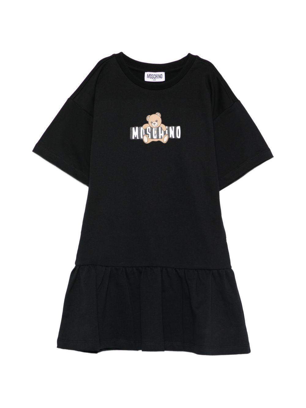 Abito da bambina Moschino Kids nero con stampa orsetto - Rubino Kids