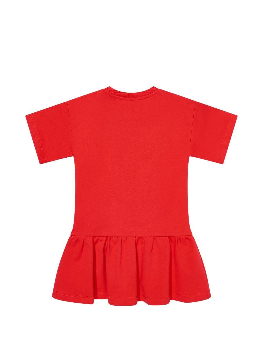Abito da bambina Moschino Kids rosso con stampa orsetto - Rubino Kids