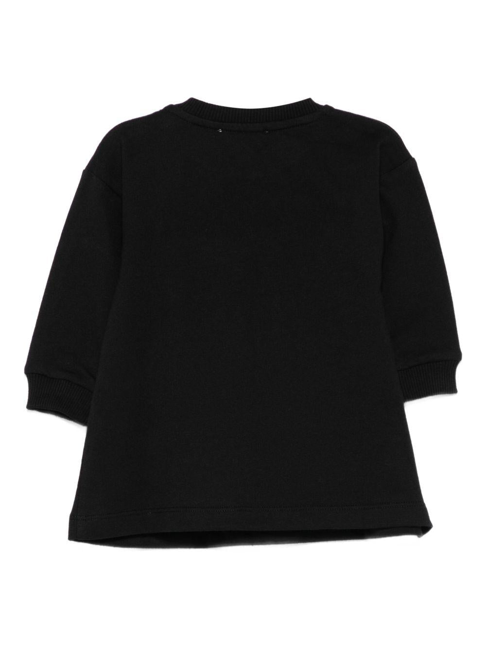 Abito felpato per neonata Moschino Kids nero con stampa Teddy Bear - Rubino Kids