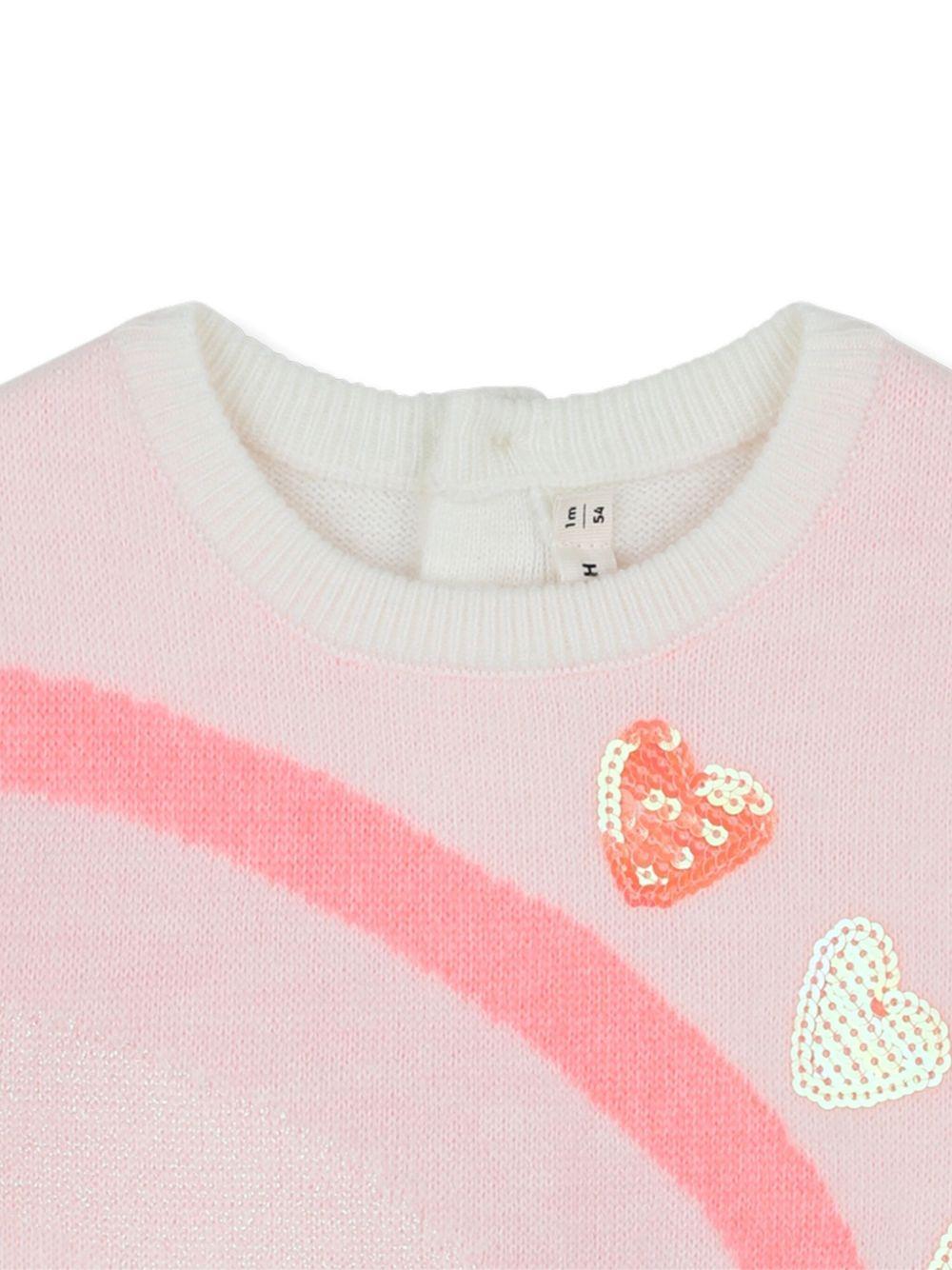 Abito in maglia per neonata Billieblush rosa con motivo a cuori - Rubino Kids