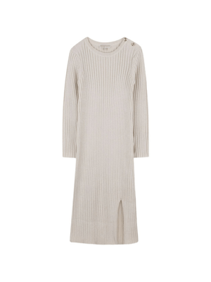 Abito lungo per bambina Michael Kors Kids beige a coste e maniche lunghe