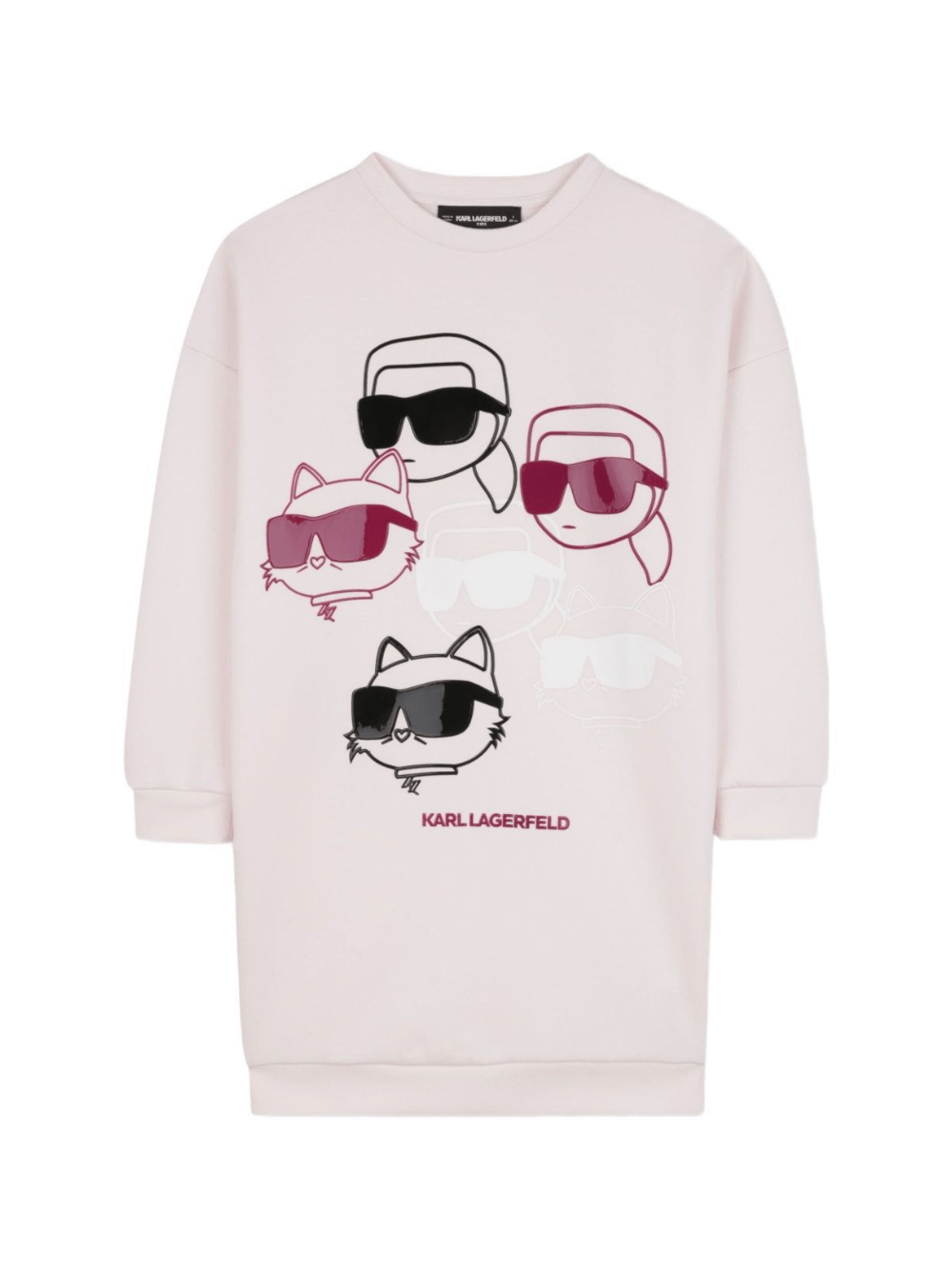 Abito modello felpa per bambina Karl Lagerfeld Kids rosa con stampa grafica - Rubino Kids