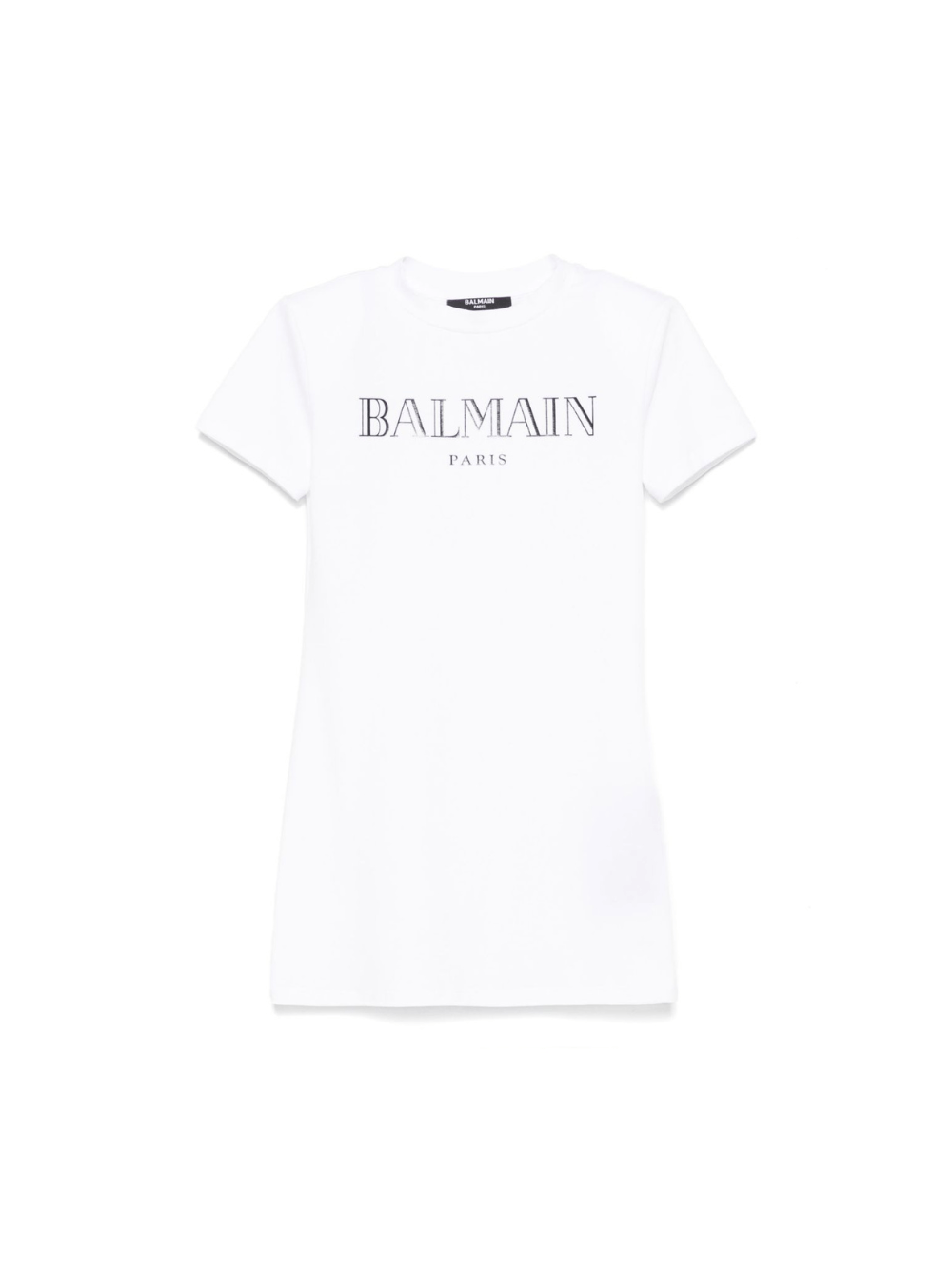 Abito modello t-shirt per bambina Balmain Kids bianco con decorazione logo - Rubino Kids