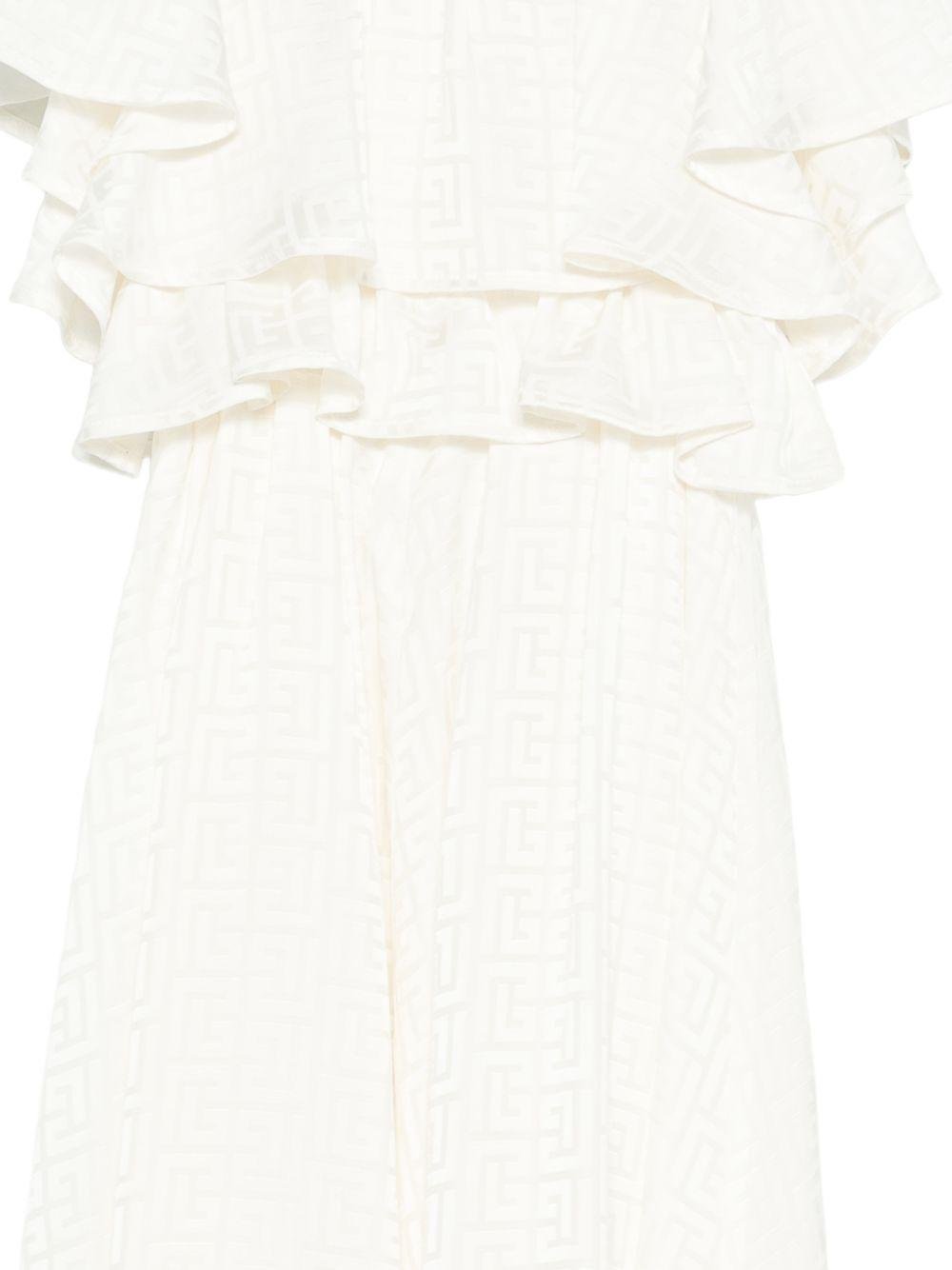 Abito per bambina Balmain Kids bianco con ruches - Rubino Kids