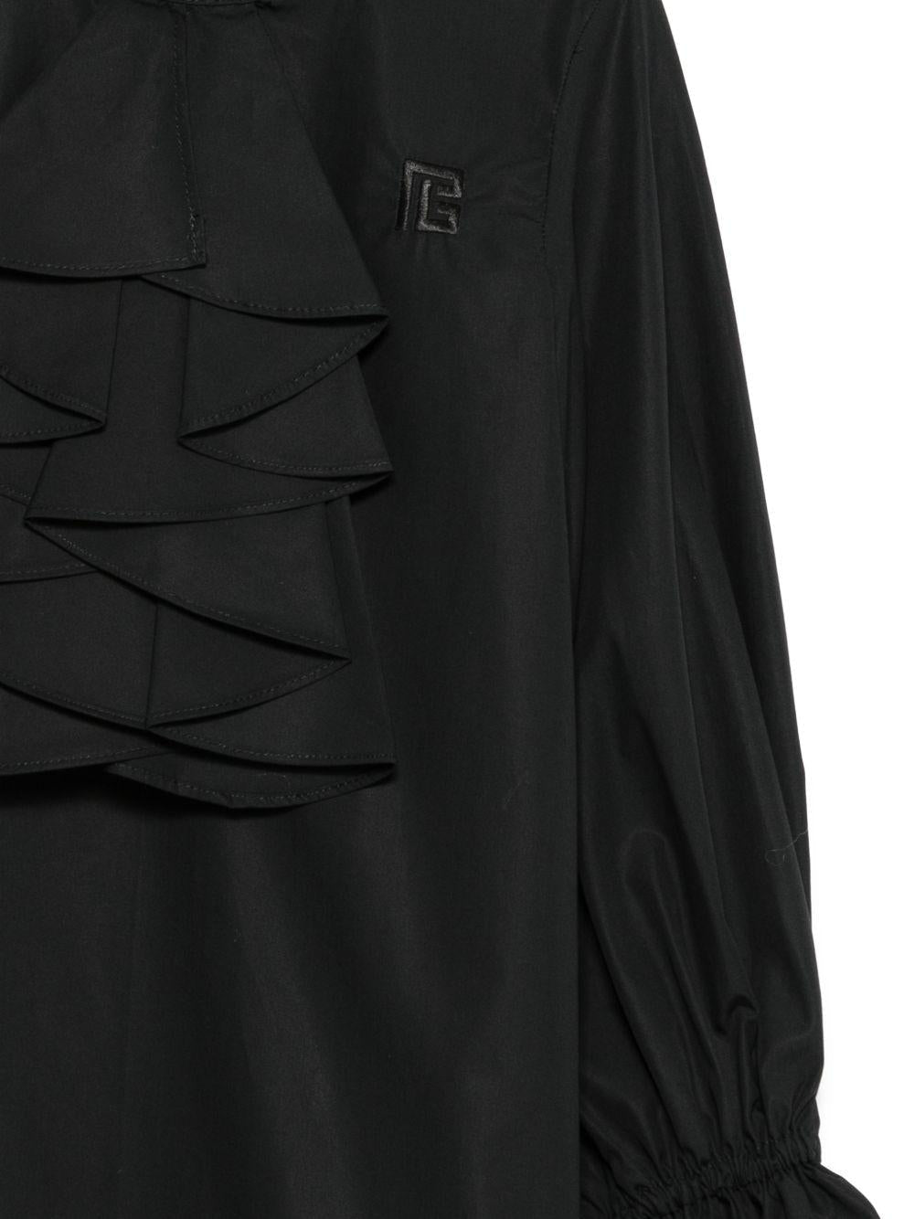 Abito per bambina Balmain Kids nero con logo ricamato - Rubino Kids