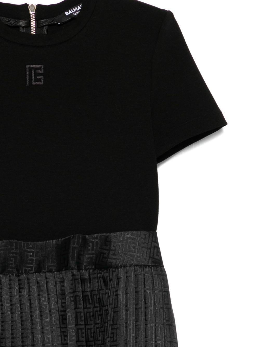 Abito per bambina Balmain Kids nero con logo ricamato - Rubino Kids