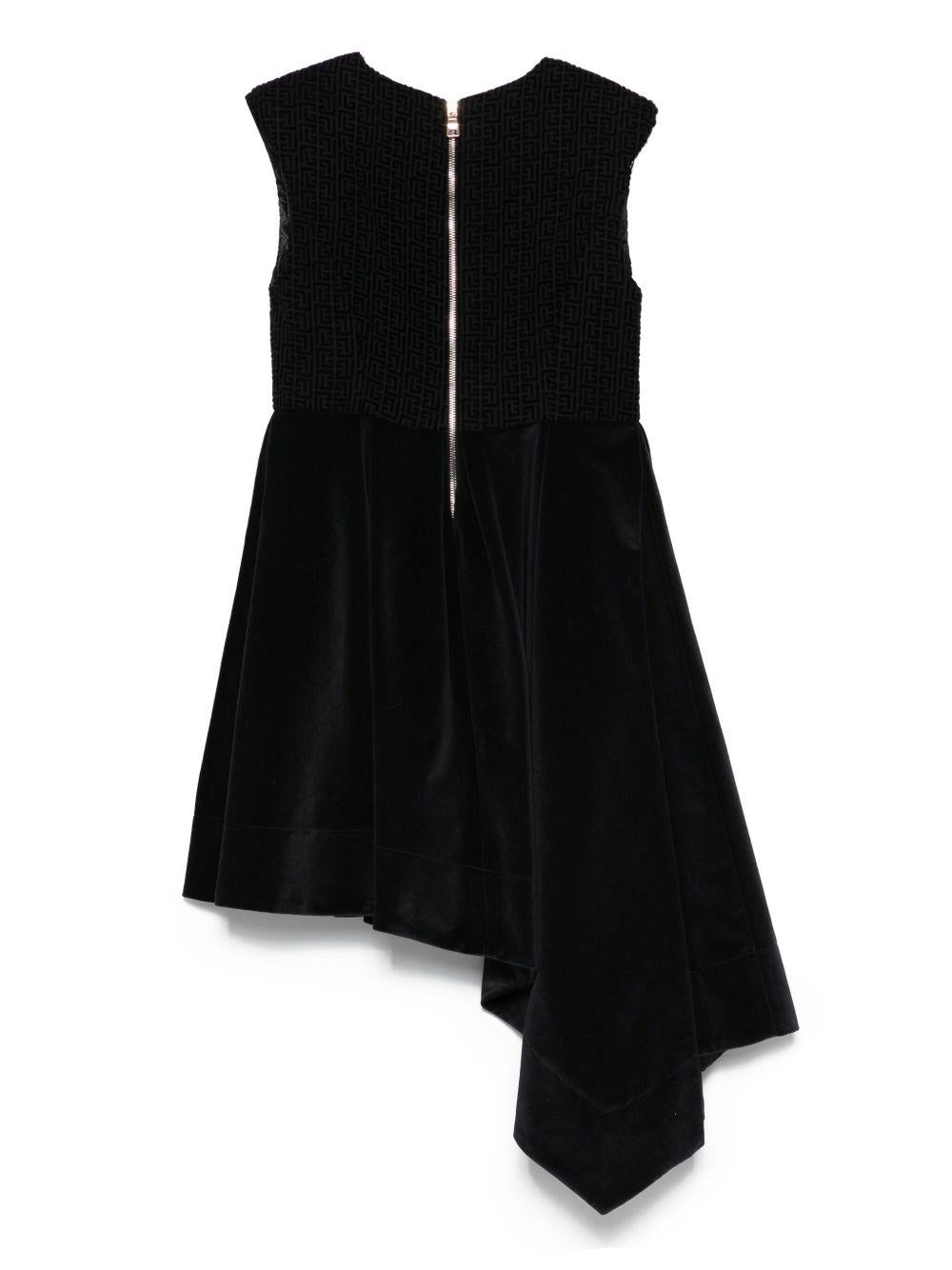 Abito per bambina Balmain Kids nero con motivo geometrico - Rubino Kids