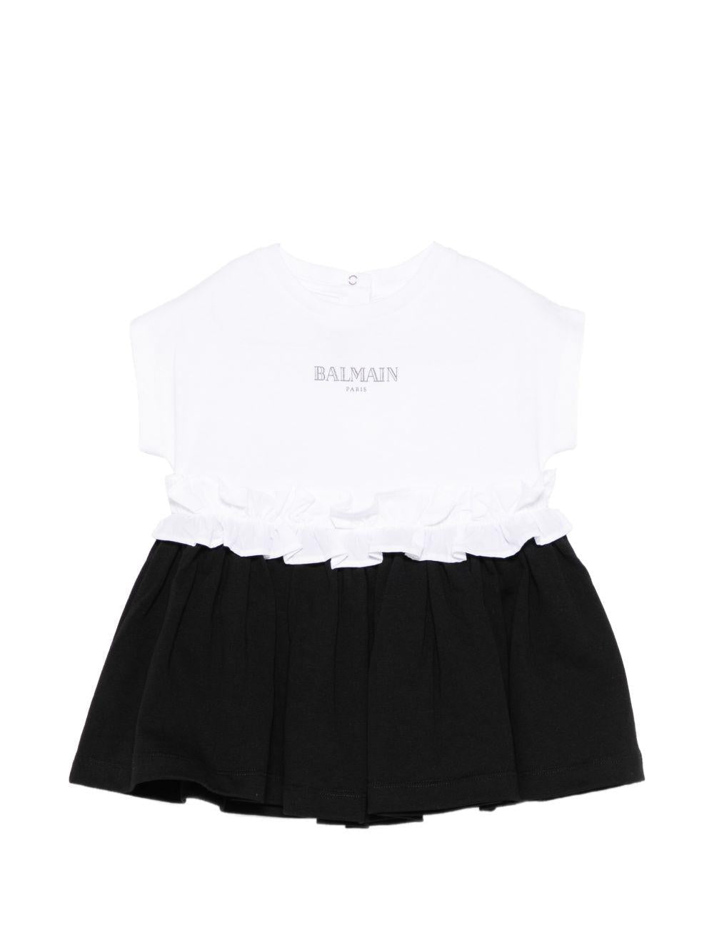 Abito per bambina Balmain Kids nero con ruches - Rubino Kids
