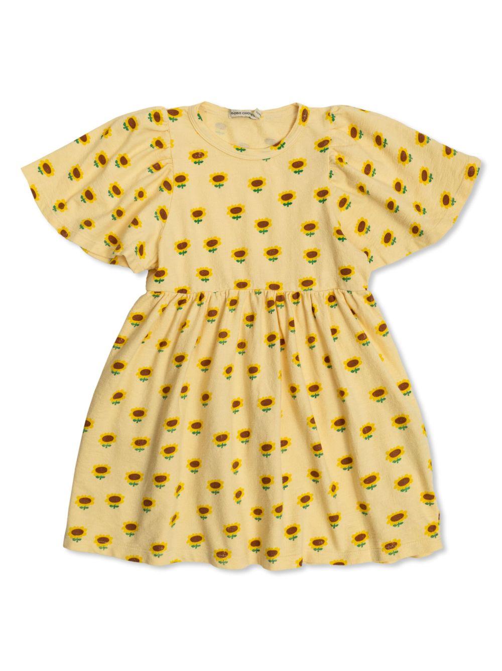 Abito per bambina Bobo Choses Sunflower giallo con stampa girasole - Rubino Kids