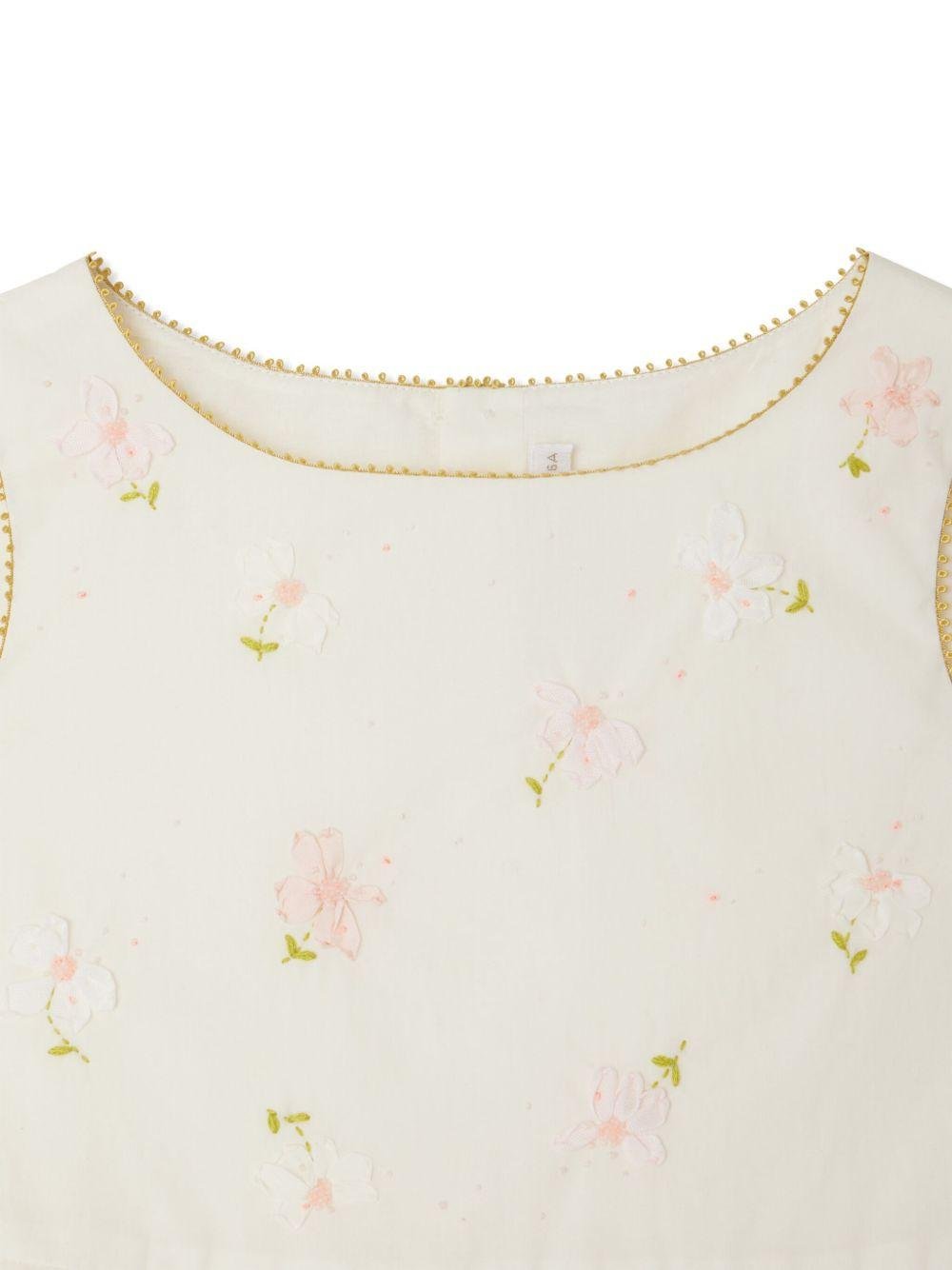 Abito per bambina Bonpoint Alina bianco con ricamo a fiori - Rubino Kids