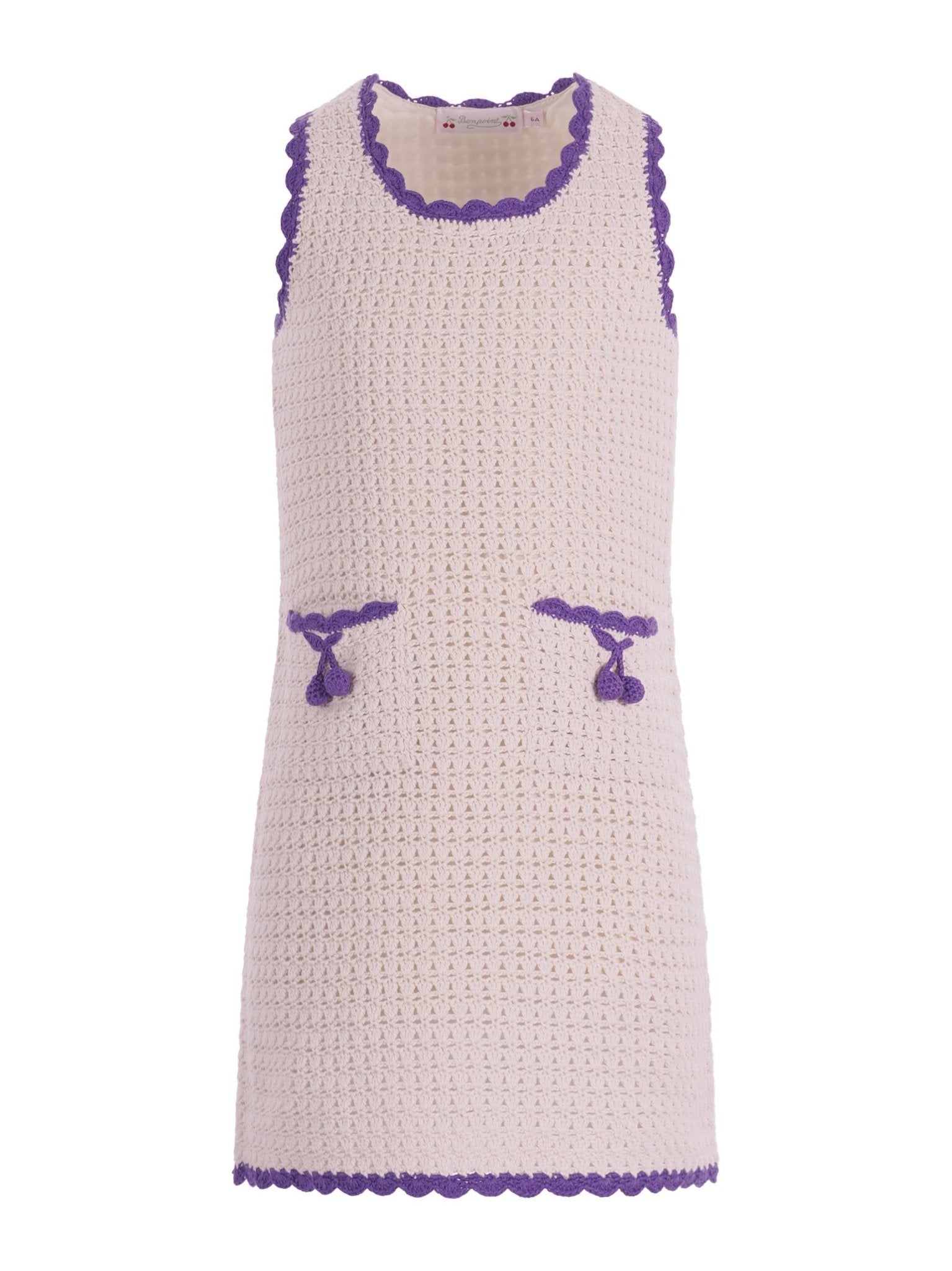 Abito per bambina Bonpoint bianco con lavorazione a uncinetto - Rubino Kids