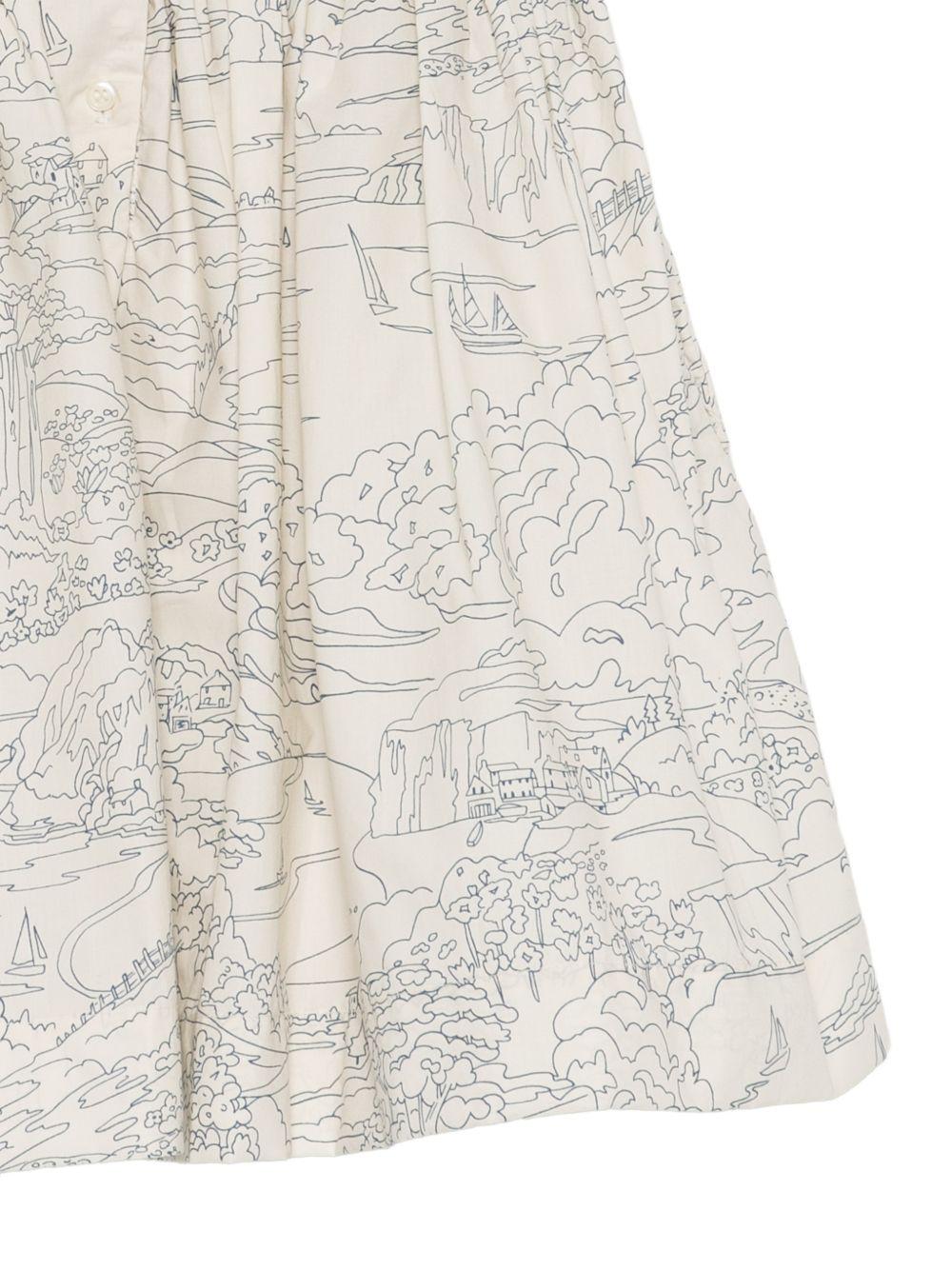 Abito per bambina Bonpoint bianco con stampa grafica all - over - Rubino Kids