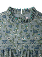 Abito per bambina Bonpoint blu a fiori con ruches - Rubino Kids