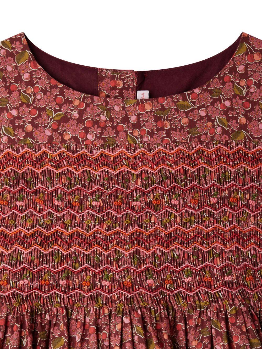 Abito per bambina Bonpoint rosso con stampa a fiori e ciliegie - Rubino Kids