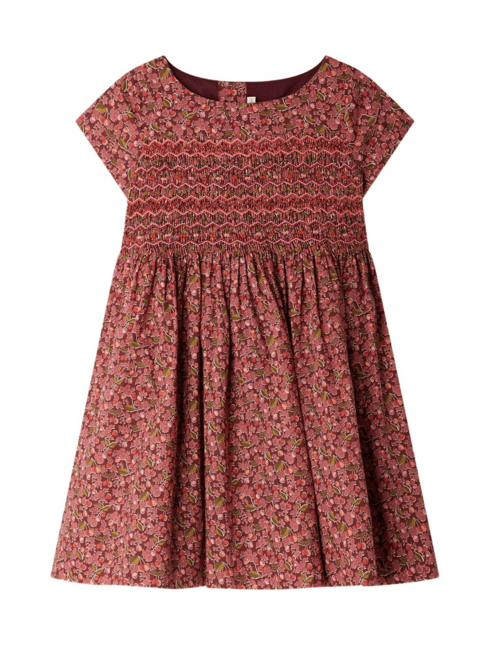 Abito per bambina Bonpoint rosso con stampa a fiori e ciliegie - Rubino Kids