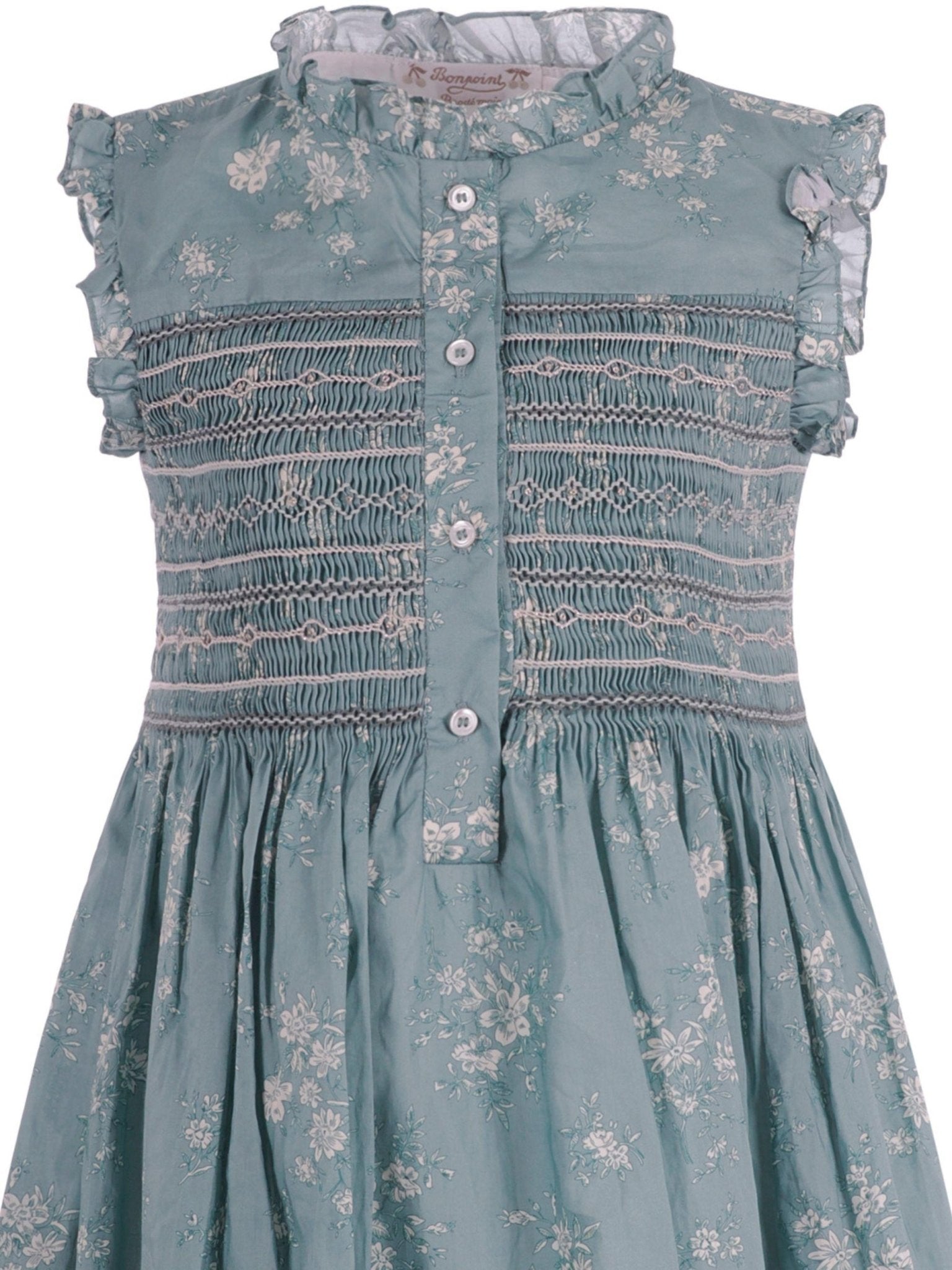 Abito per bambina Bonpoint verde con corpetto arricciato - Rubino Kids