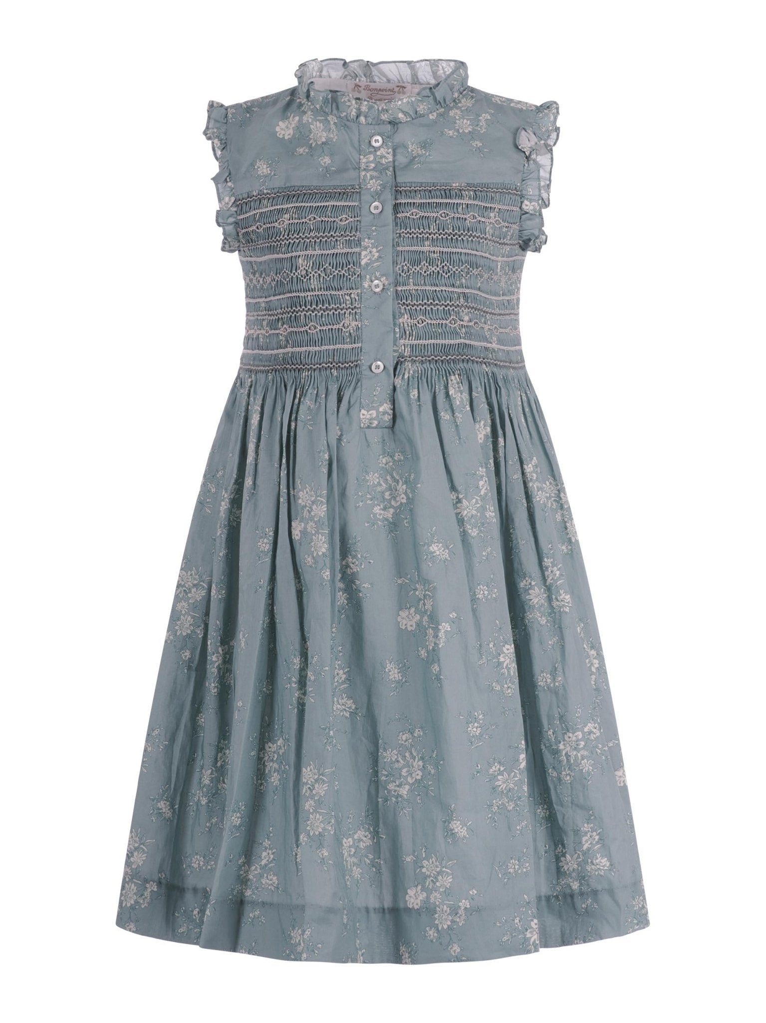 Abito per bambina Bonpoint verde con corpetto arricciato - Rubino Kids