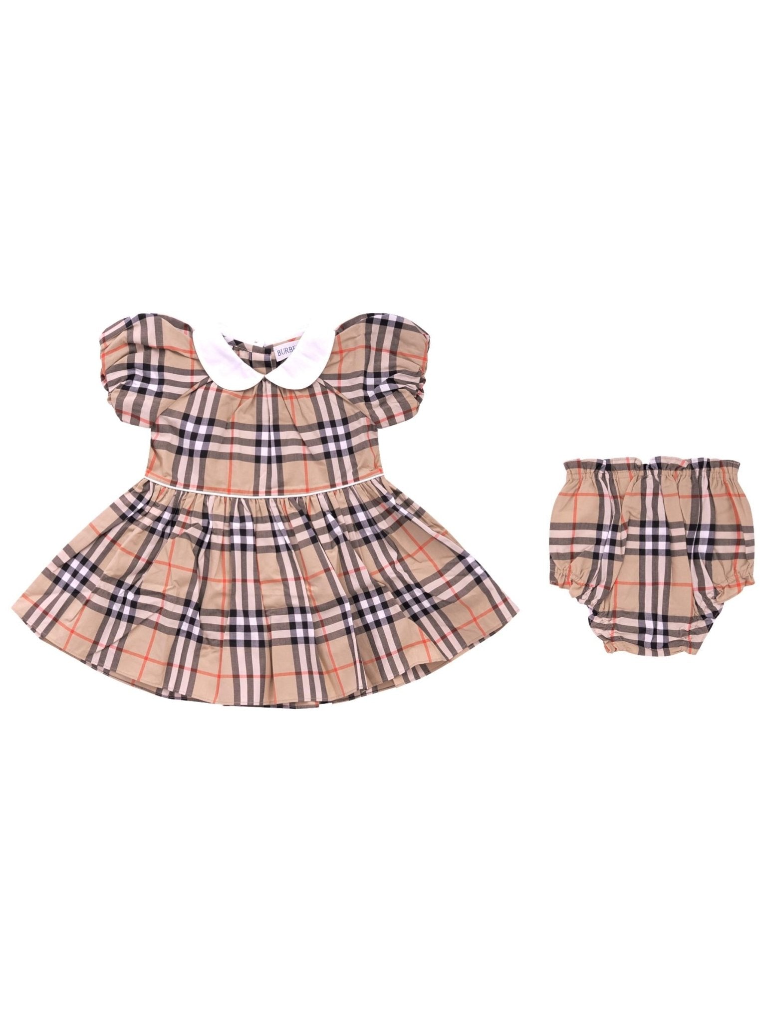 Abito per bambina Burberry Kids beige con motivo a quadri - Rubino Kids