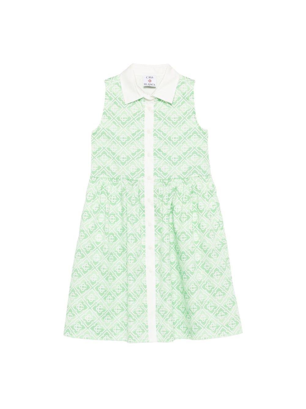 Abito per bambina Casablanca Kids verde con motivo monogramma - Rubino Kids