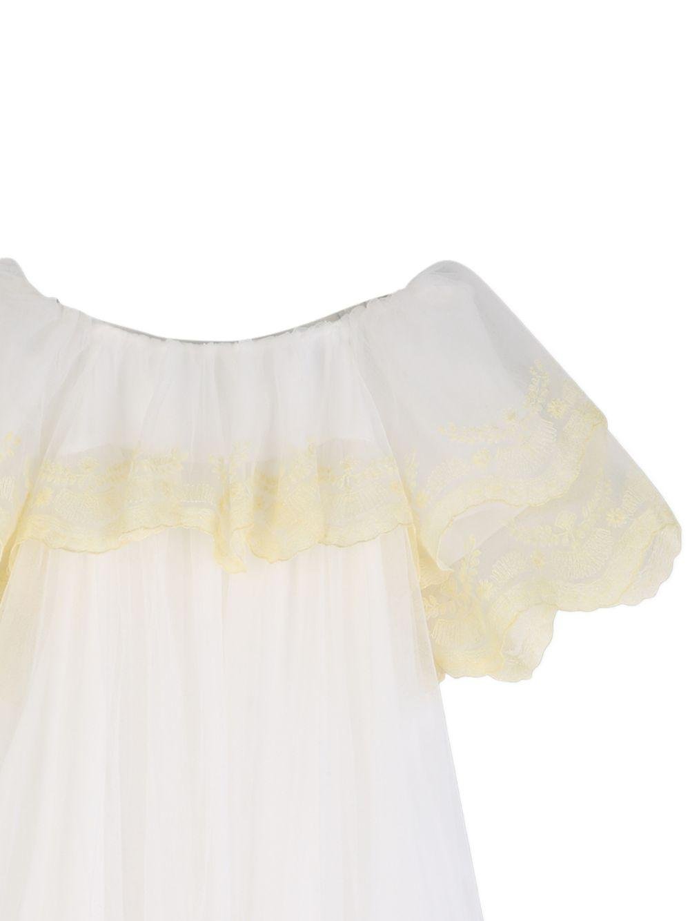 Abito per bambina Chloé Kids bianco con finitura in pizzo - Rubino Kids