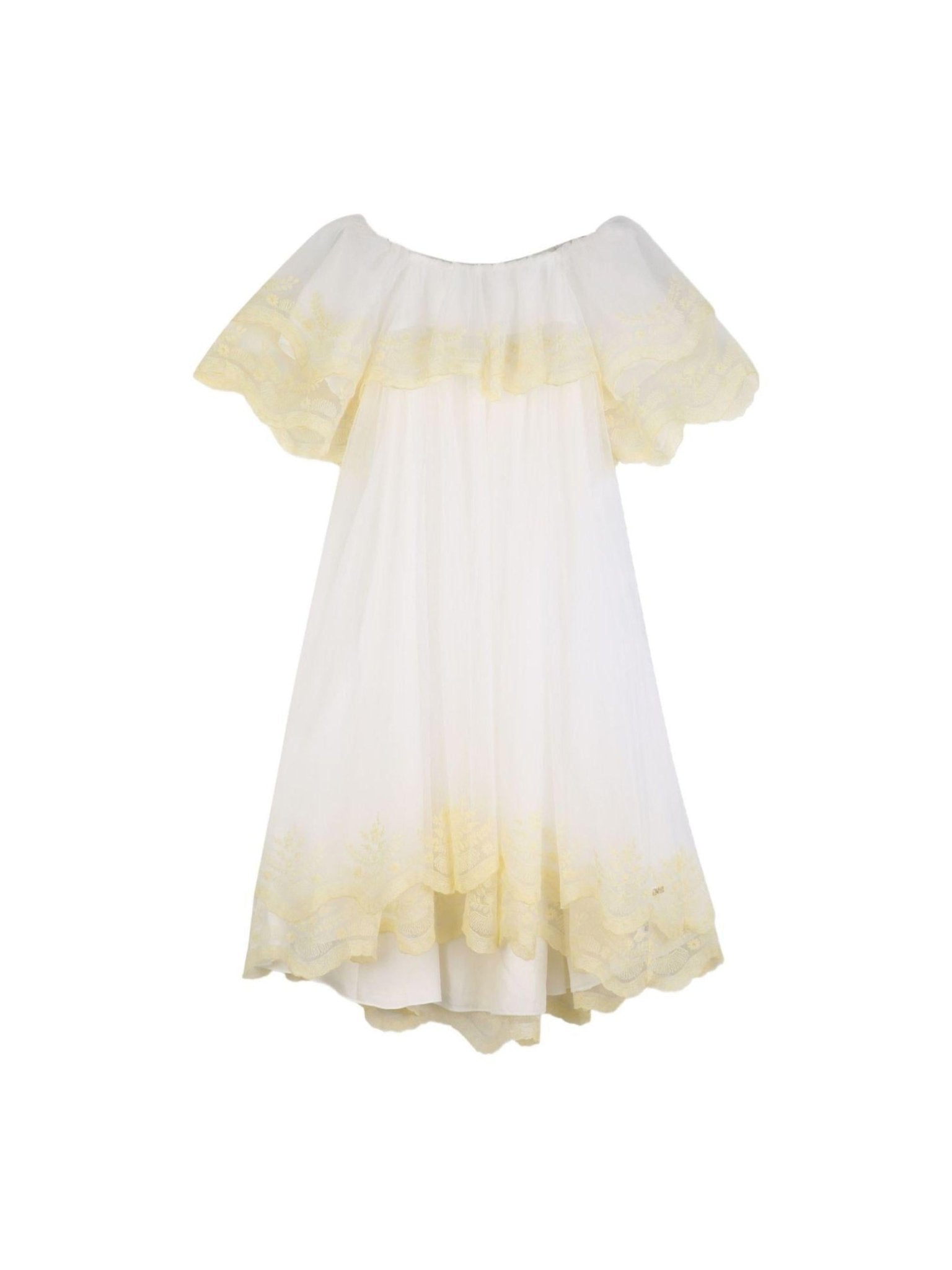 Abito per bambina Chloé Kids bianco con finitura in pizzo - Rubino Kids