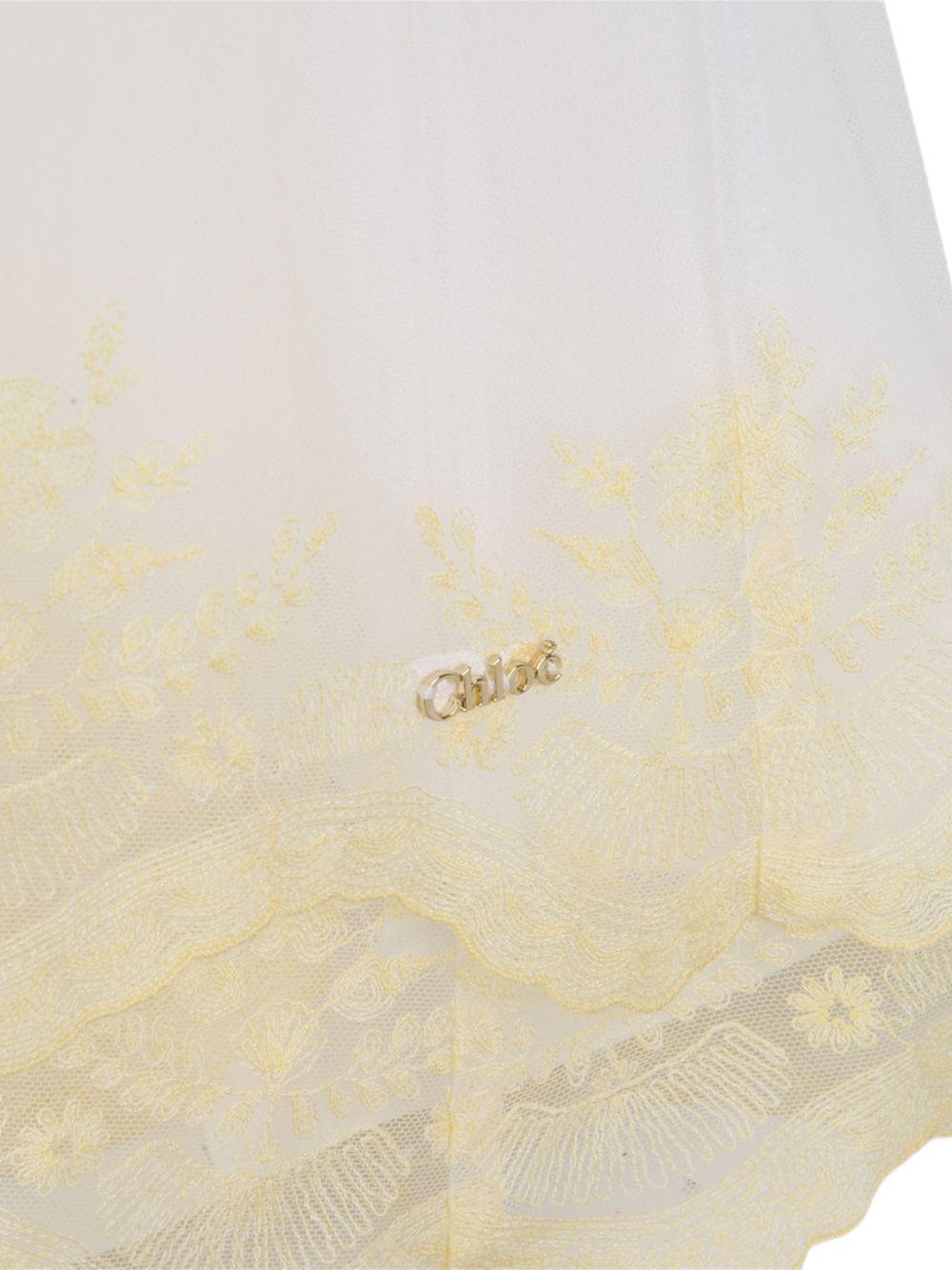 Abito per bambina Chloé Kids bianco con finitura in pizzo - Rubino Kids