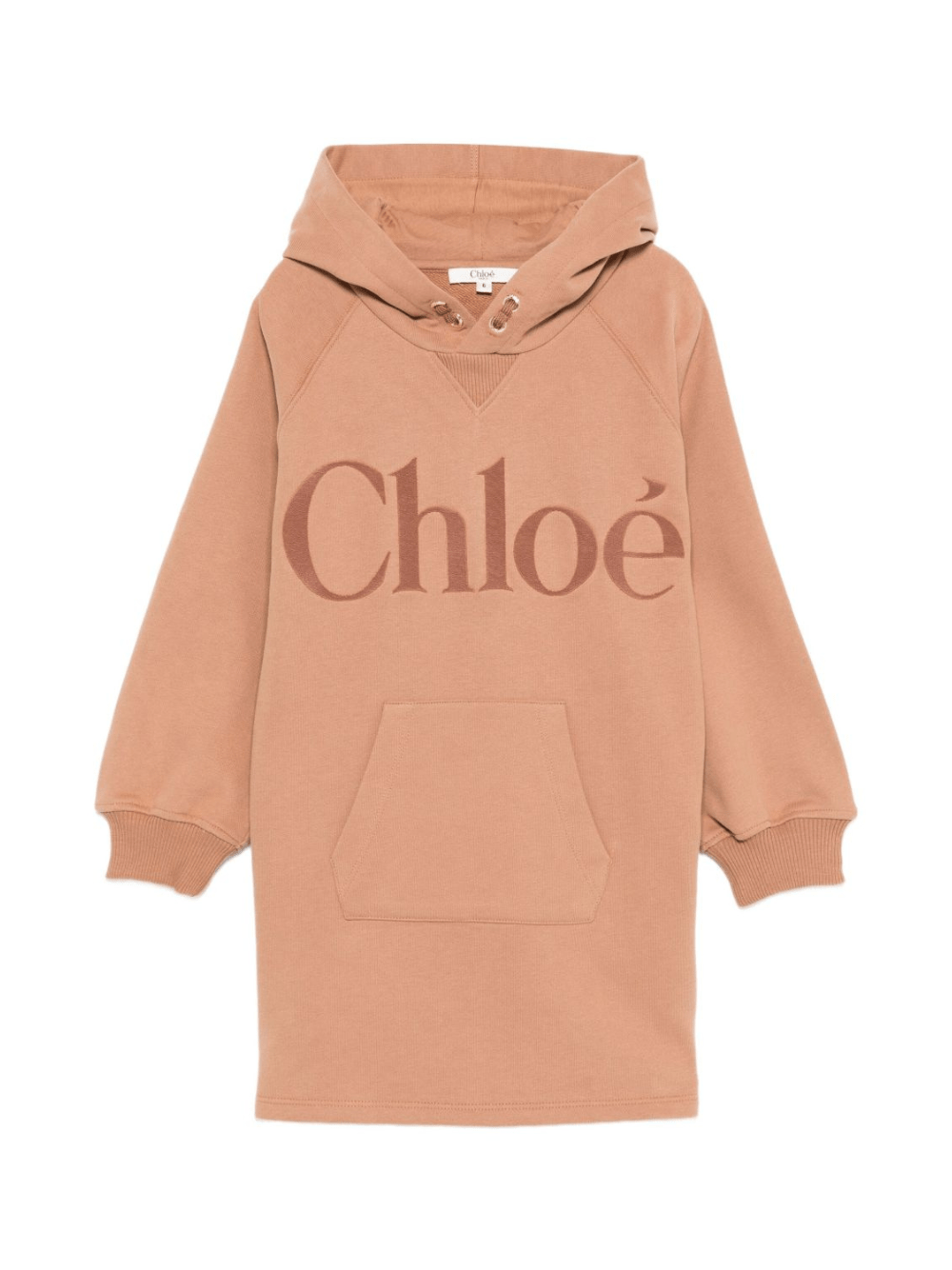 Abito per bambina Chloé Kids marrone con cappuccio e logo ricamato - Rubino Kids