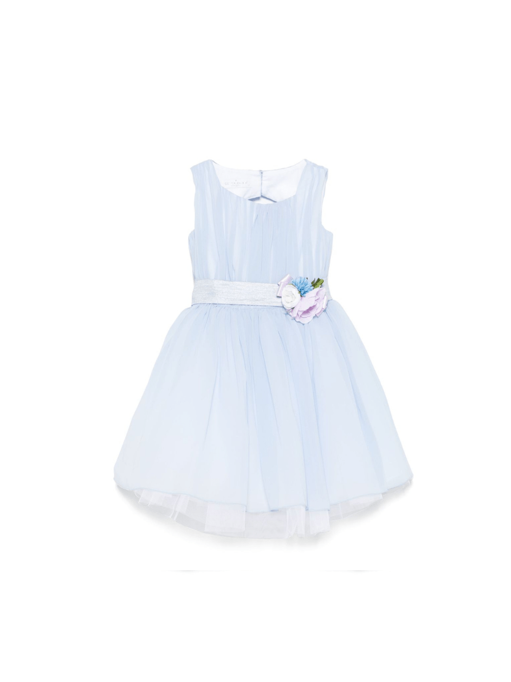 Abito per bambina Colorichiari azzurro con applicazione a fiori - Rubino Kids