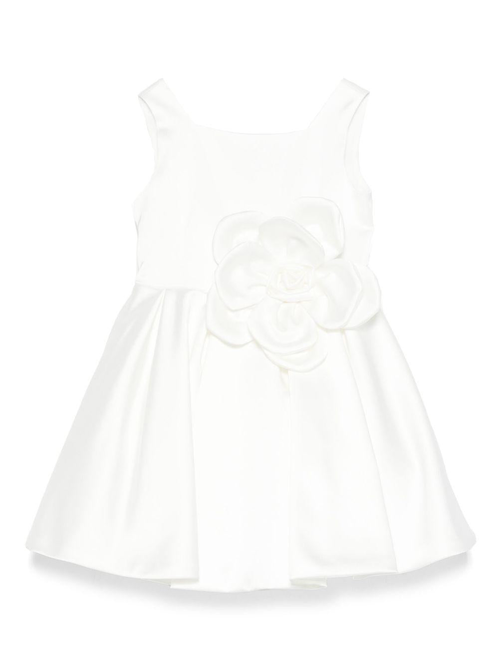 Abito per bambina Colorichiari bianco con applicazione a fiori - Rubino Kids