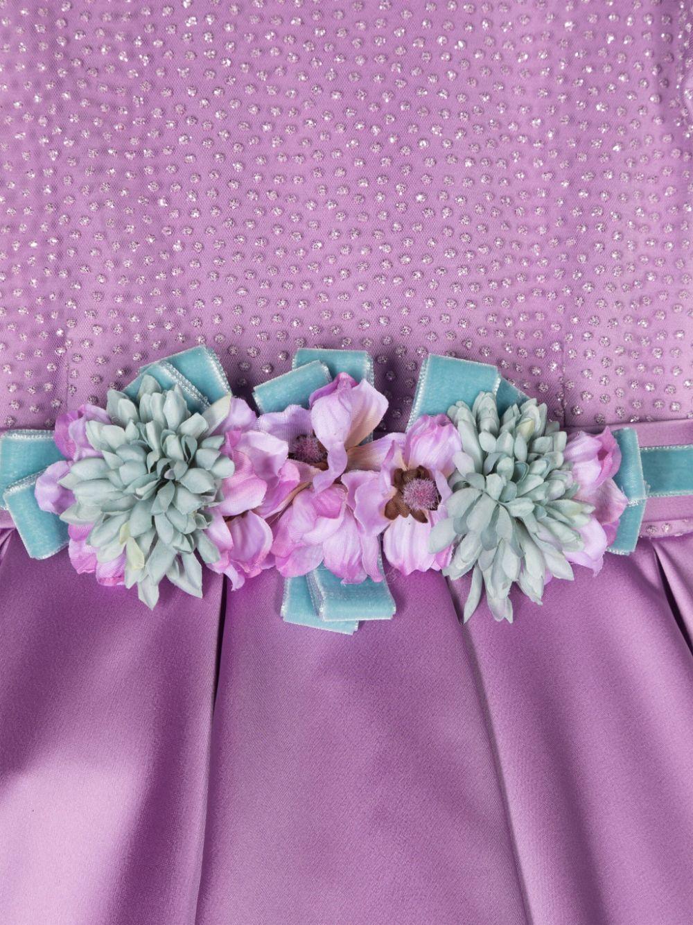 Abito per bambina Colorichiari viola a fiori con dettagli in tulle - Rubino Kids