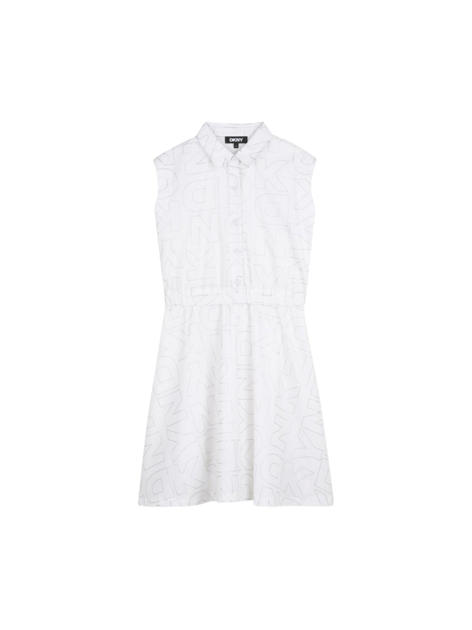 Abito per bambina DKNY Kids bianco con stampa logo all - over - Rubino Kids