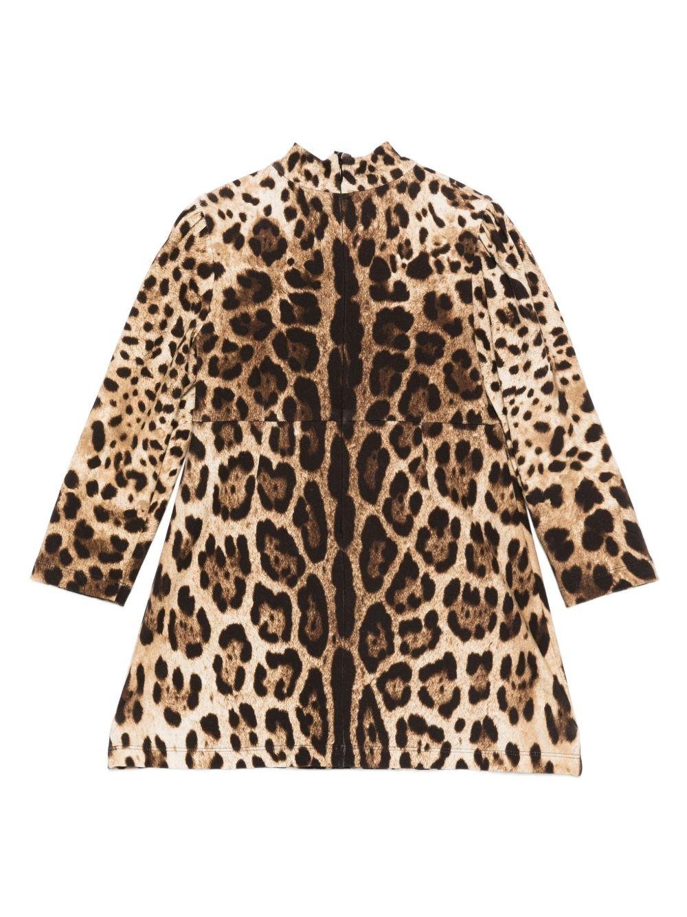 Abito per bambina Dolce & Gabbana animalier con logo dorato sul davanti - Rubino Kids