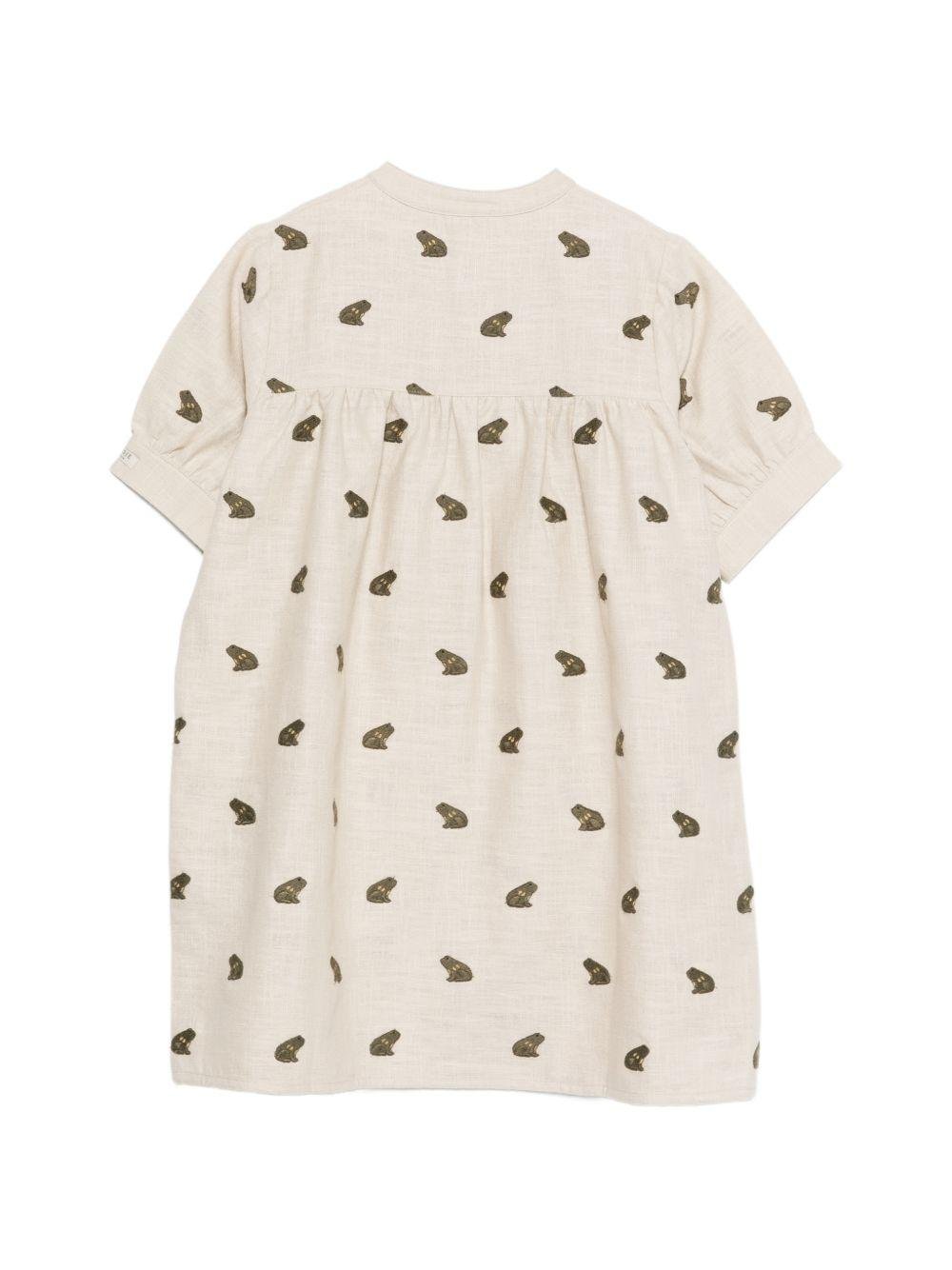Abito per bambina Donsje beige con ricamo rane - Rubino Kids