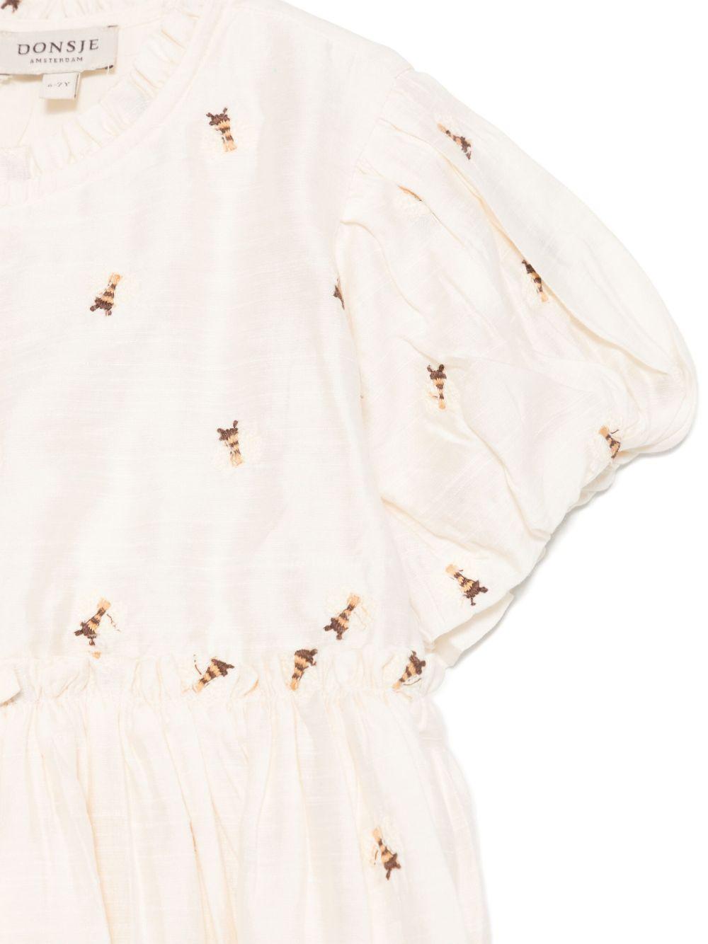 Abito per bambina Donsje Clarize beige con rifiniture con ruches - Rubino Kids