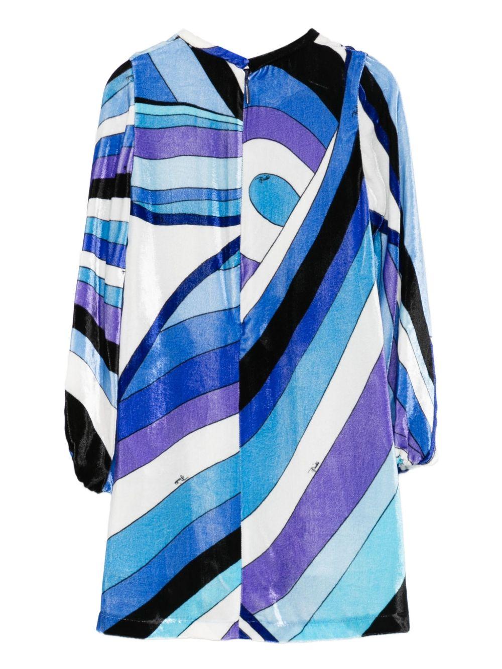 Abito per bambina Emilio Pucci Junior blu in velluto - Rubino Kids