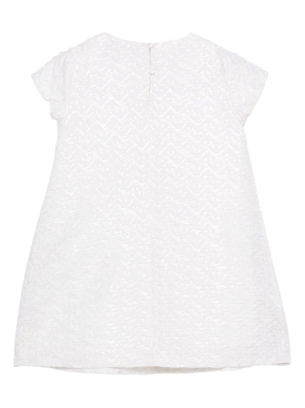 Abito per bambina Emporio Armani Kids bianco con fiocco testurizzato - Rubino Kids